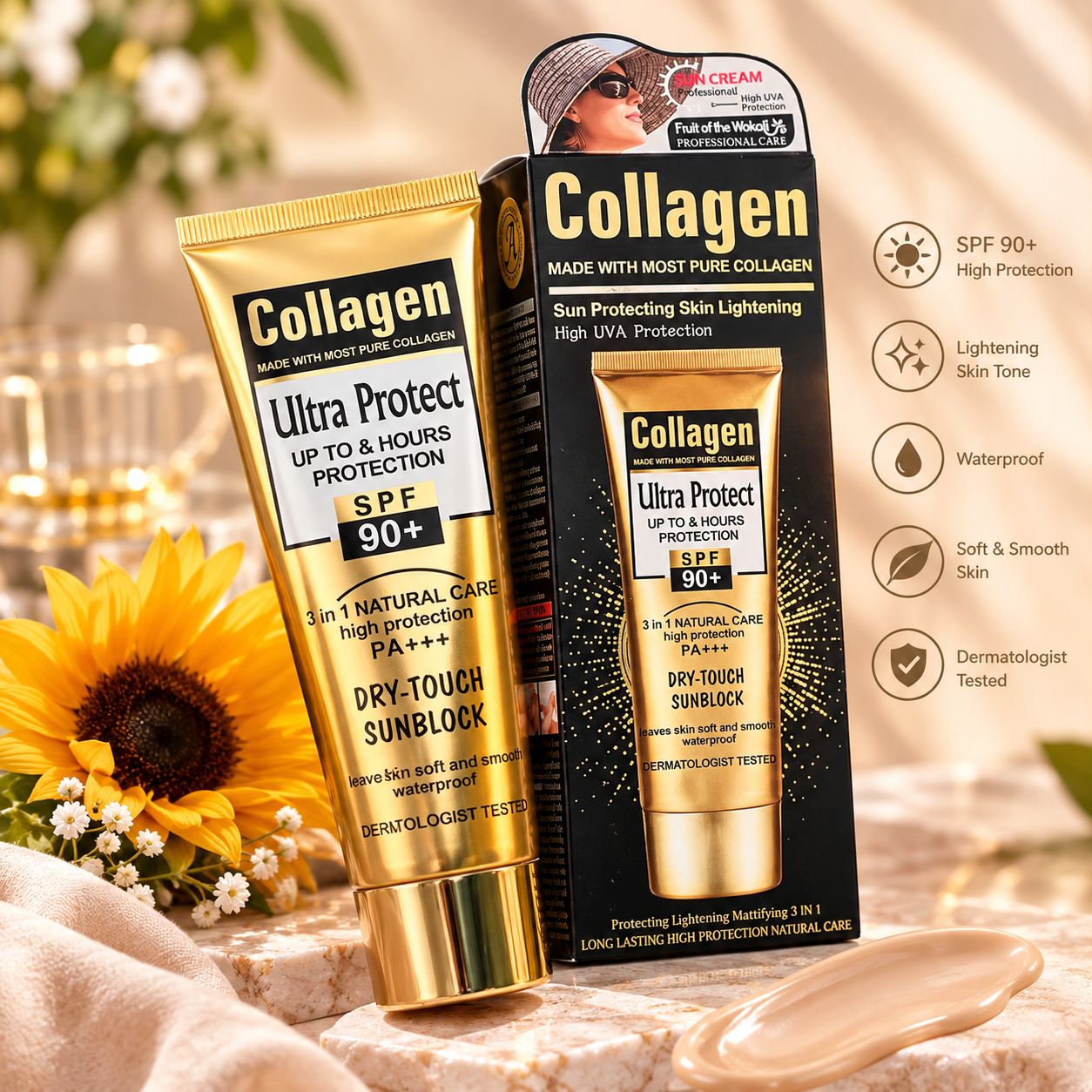 ضدآفتاب کلاژن برند وکالی spf90 اورجینال ضدآب